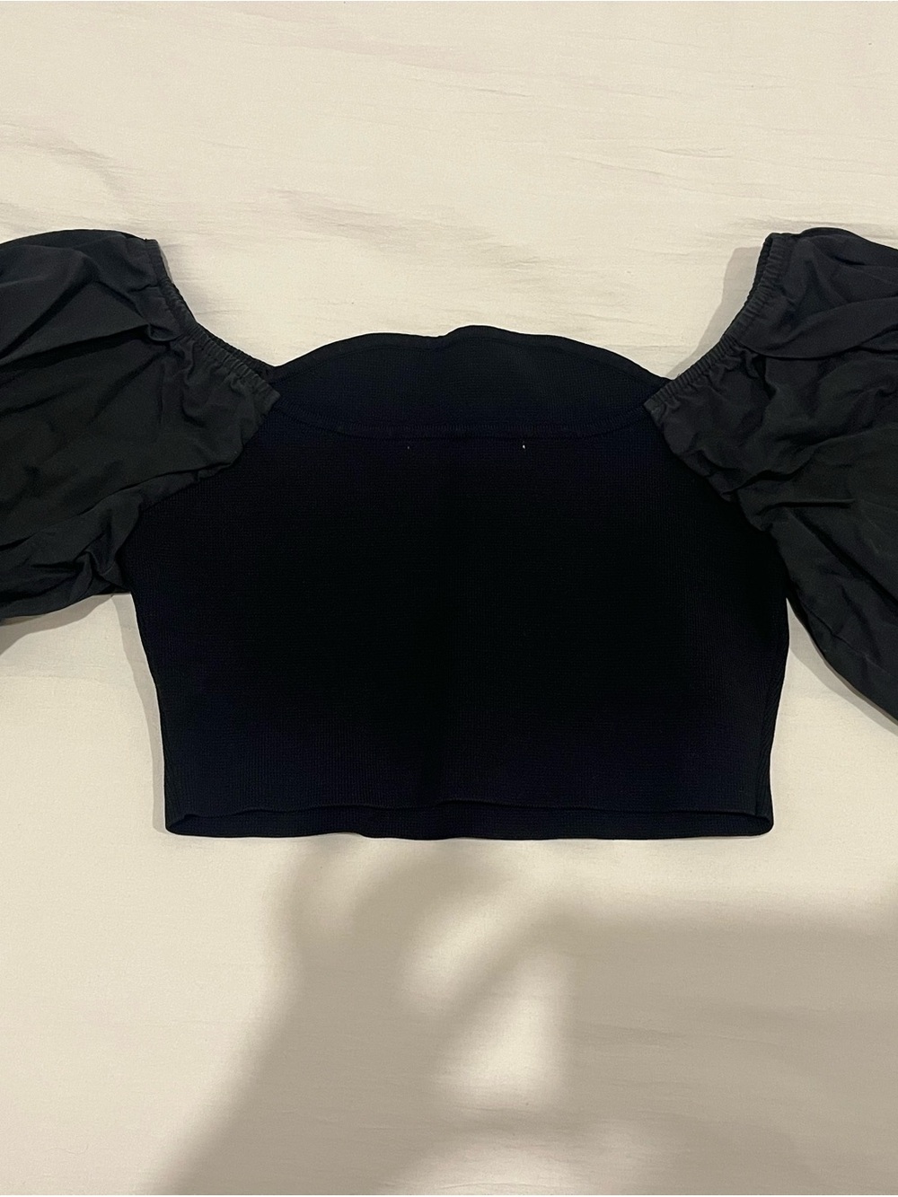 Zara Black Puff-Sleeve Crop Top